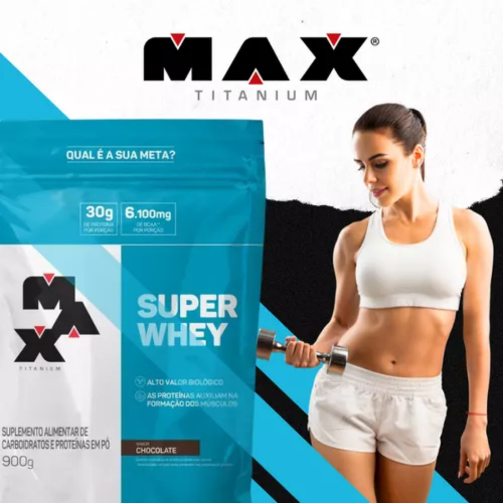 Kit Super Whey 900g + Creatina Monohidratada 300g Max Titanium