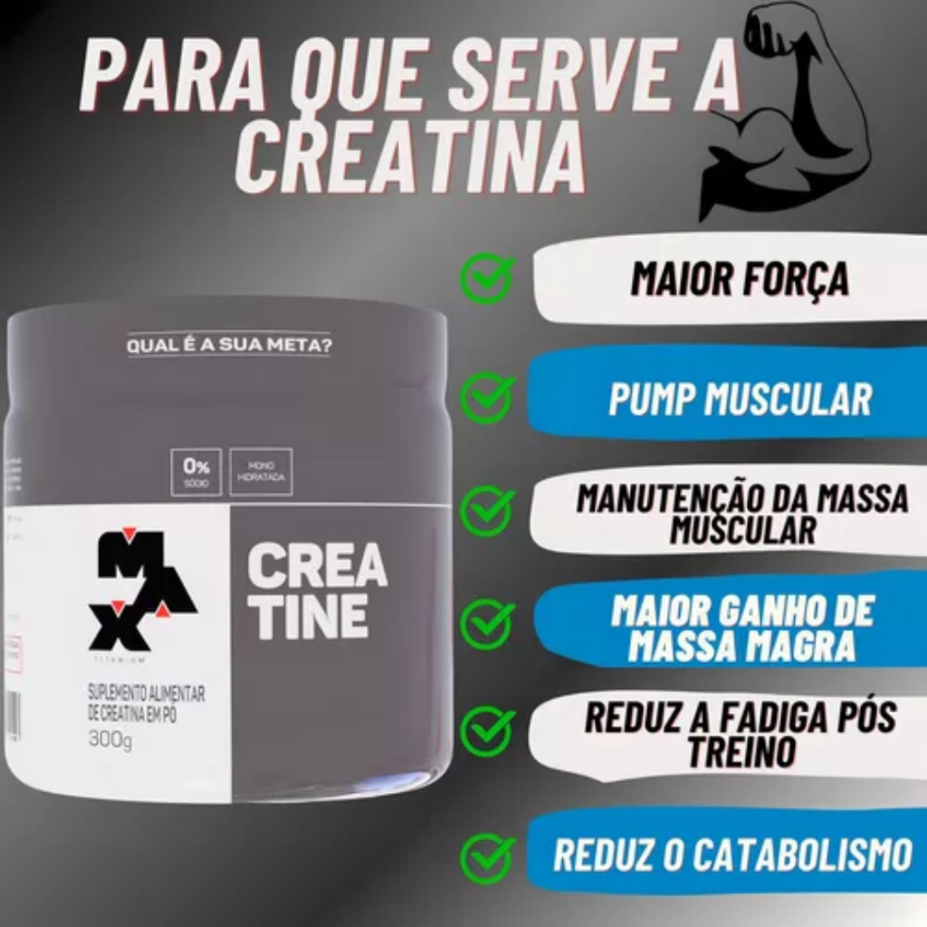 Kit Super Whey 900g + Creatina Monohidratada 300g Max Titanium
