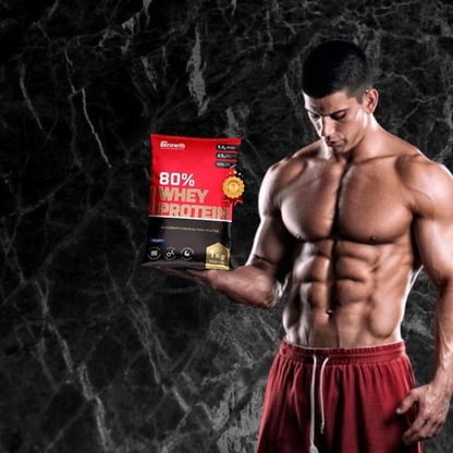 100% Whey Protein Concentrado (80% Proteína Pura) - Pacote 1kg - Growth Supplements