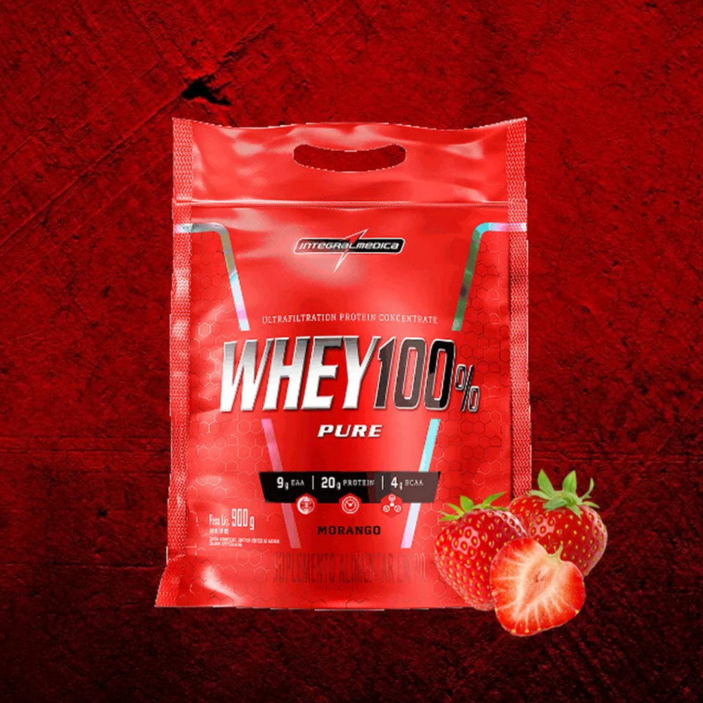 Whey 100% Pure 900g Pouch Integralmedica Refil e Pote todos sabores