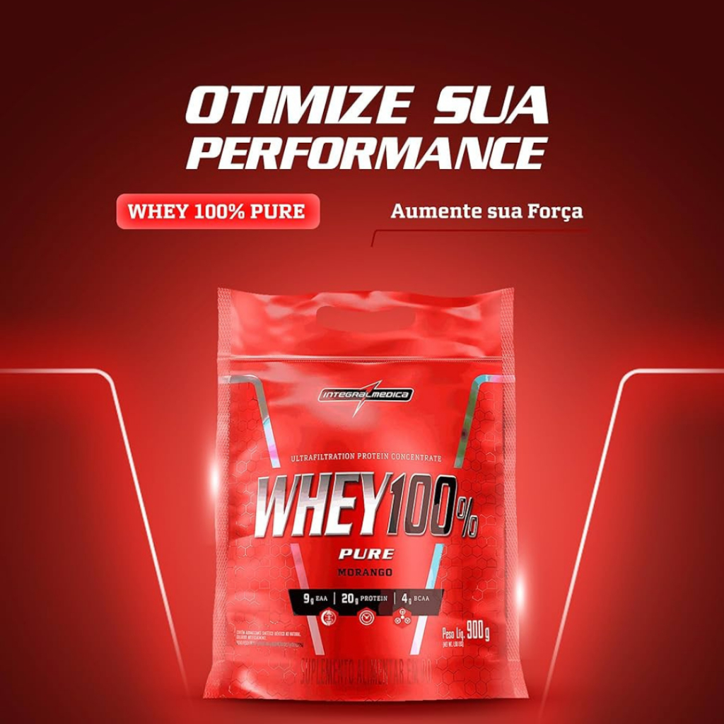 Whey 100% Pure 900g Pouch Integralmedica Refil e Pote todos sabores