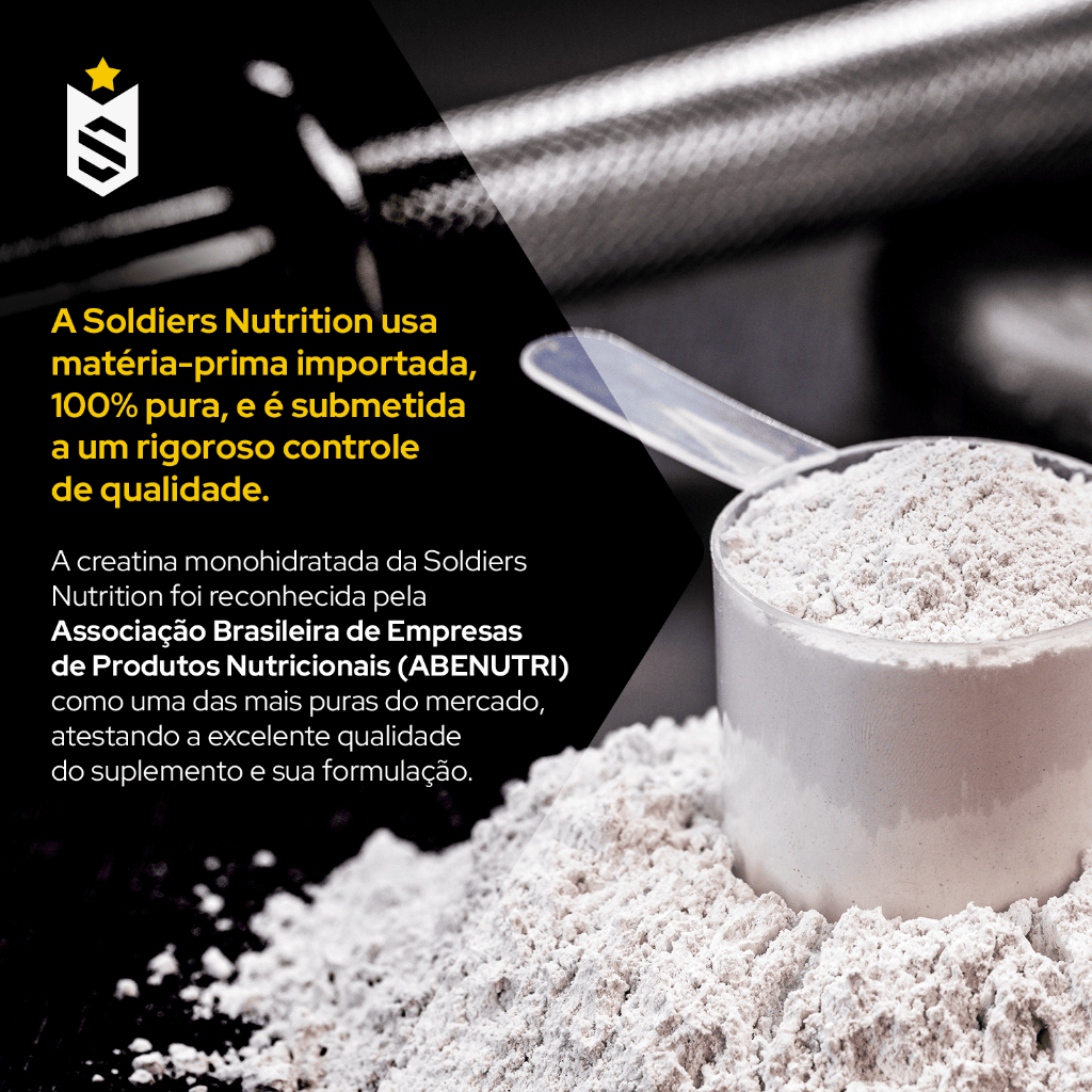 Creatina Monohidratada 600g 100% Pura Importada Soldiers Nutrition Suplemento Performance Muscular Força